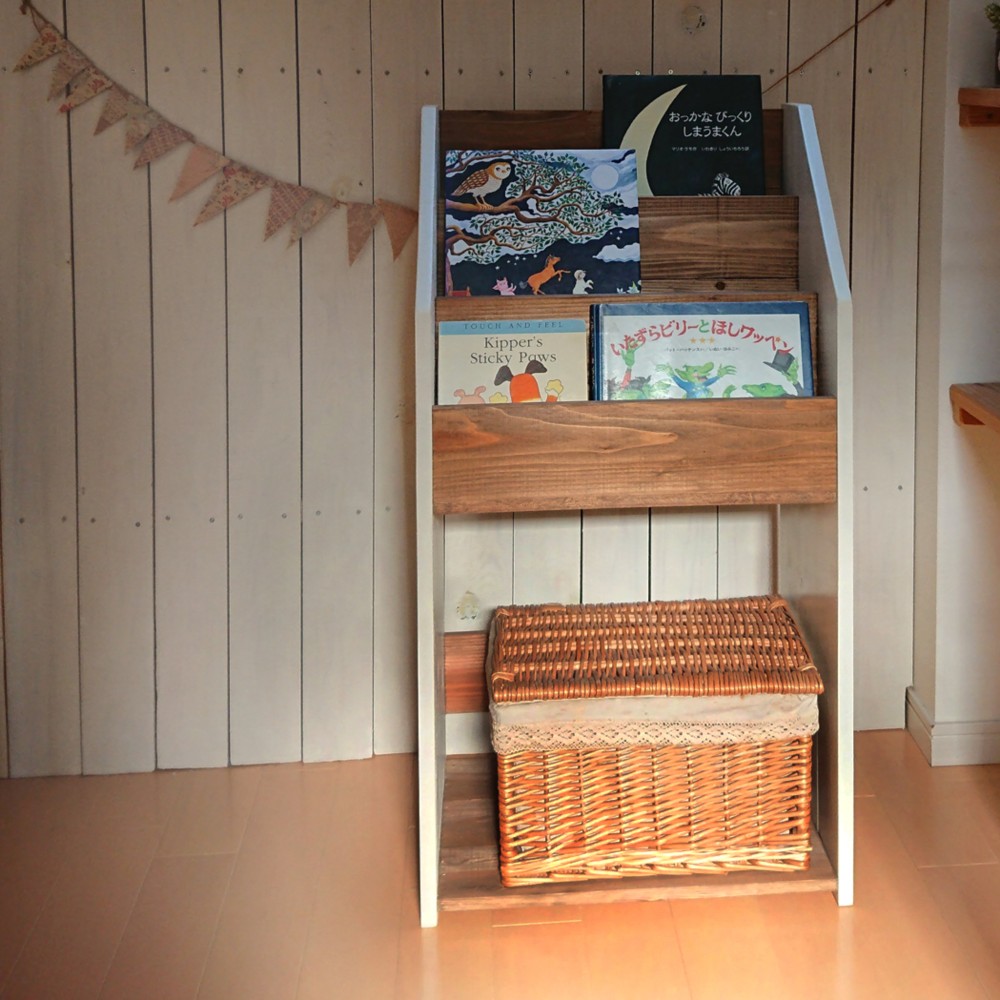 カラーが選べる！ bookshelf / 絵本棚 / ランドセルラック / マガジンラック　【国産紀州材使用　無垢 】