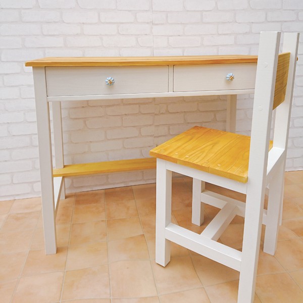 【国産無垢材 蜜蝋ワックス】取手が選べる！ workdesk / ワークデスク /ミルキーホワイト×メープル/ 学習机