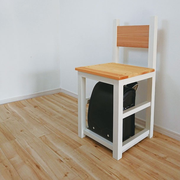 ランドセル収納チェア / 背もたれ椅子 / チェア 　【国産紀州材使用　無垢 】