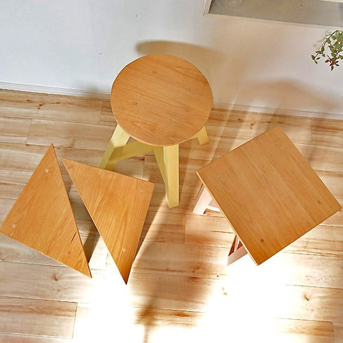 Creema限定 〇△□ ベンチ スツール 4点セット【国産紀州材使用 無垢材