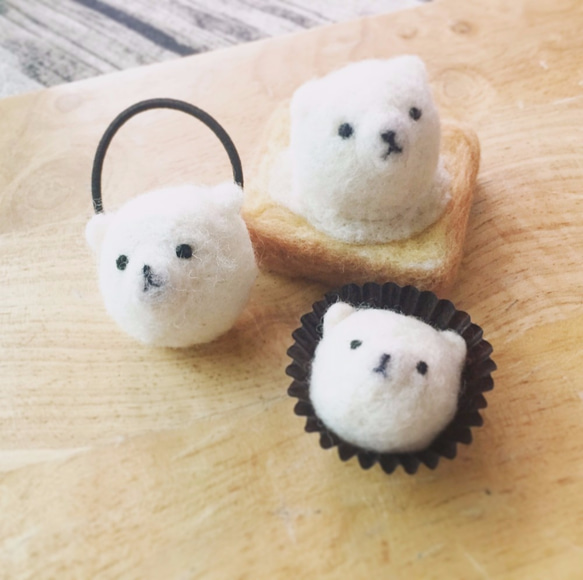 Woolfelting Ice-cream Toast_Vanilla Polar Bear 6枚目の画像