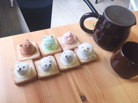 Woolfelting Ice-cream Toast_Vanilla Polar Bear 7枚目の画像