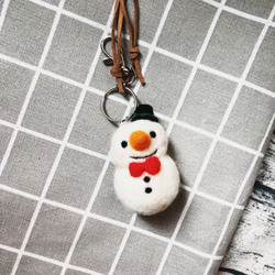 羊毛氈紳士雪人 項鍊 鑰匙圈 證件扣 交換禮物 第2張的照片