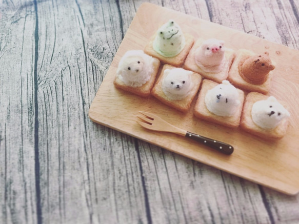 Woolfelting Ice-cream Toast_Strawberry Pig 6枚目の画像