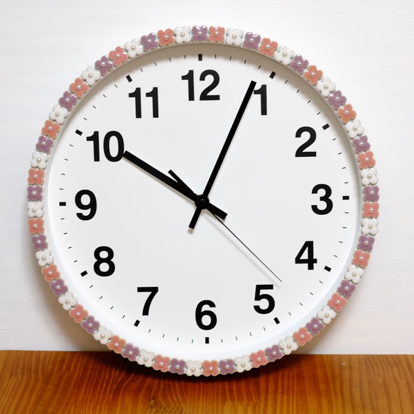 【電波時計に変更可能】美濃焼のお花の掛け時計　ブルー＆イエロー 6枚目の画像
