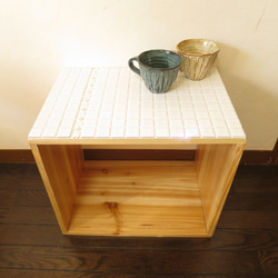 受注生産】ウッドディスプレイラック サイドテーブル モザイクタイル