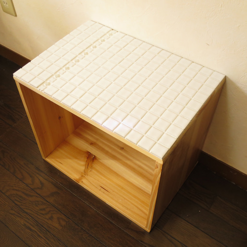 受注生産】ウッドディスプレイラック サイドテーブル モザイクタイル