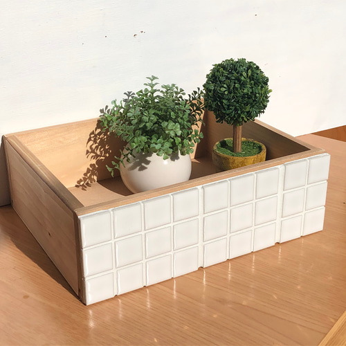 タイルのウッドボックス/木箱/収納ボックス ブルー＆パープル