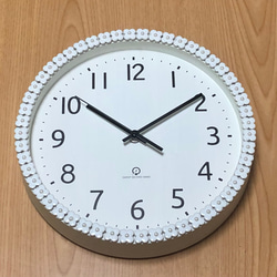 【電波時計に変更可能】美濃焼のスタンド式置き時計　壁掛け兼用　ホワイトパール 4枚目の画像
