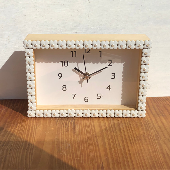 美濃焼の置き時計　壁掛け兼用　ホワイトパール 1枚目の画像