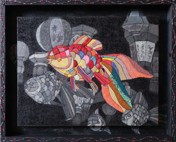 ランタン金魚　日本画　Ｆ６号　「Lantern goldfish」 Nihonga F6 1枚目の画像
