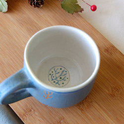 秋の夜の青灰色のコーヒーカップ/ハンドルカップ 6枚目の画像
