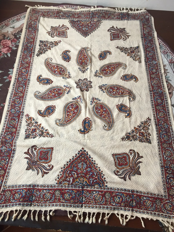 ペルシャ絨毯風の布更紗100cm150cmテーブルクロススファーカバー 2枚目の画像