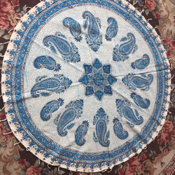 円形サイズペルシャ絨毯風の布更紗100cm×100cmテーブルクロススファーカバー 1枚目の画像