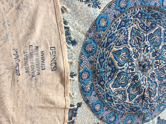 円形サイズペルシャ絨毯風の布更紗150cm×150cmテーブルクロススファーカバー 3枚目の画像