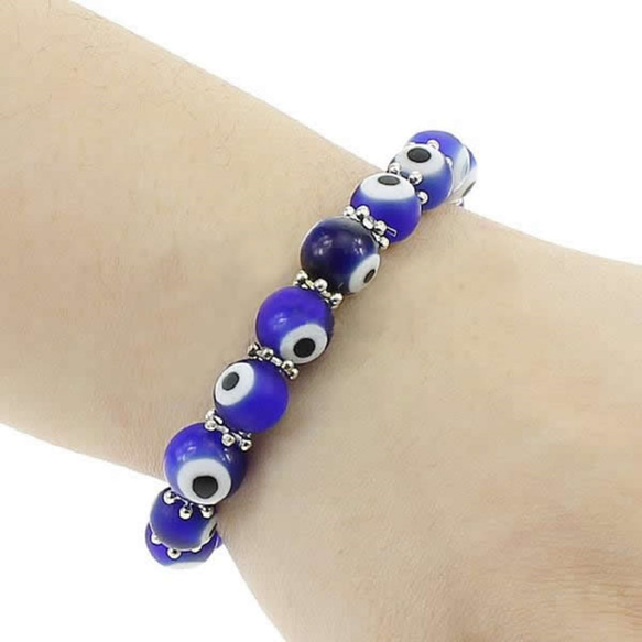 ナザールボンジュウ ブレスレット トルコのお守 (Evil Eye Bracelets) (Blue Size:10mm 2枚目の画像