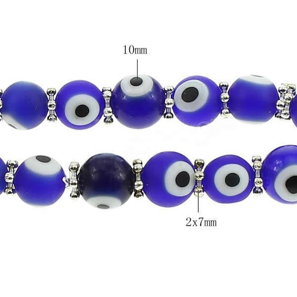 ナザールボンジュウ ブレスレット トルコのお守 (Evil Eye Bracelets) (Blue Size:10mm 3枚目の画像