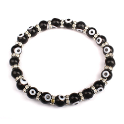 ナザールボンジュウ ブレスレット トルコのお守 (Evil Eye Bracelets) (black Size:8mm 1枚目の画像