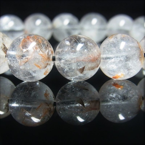 おすすめ お試し価格 現品一点物 プラチナルチル ブレスレット オーロラ レインボー入り水晶 数珠 １１ミリ ３９ｇ 7枚目の画像
