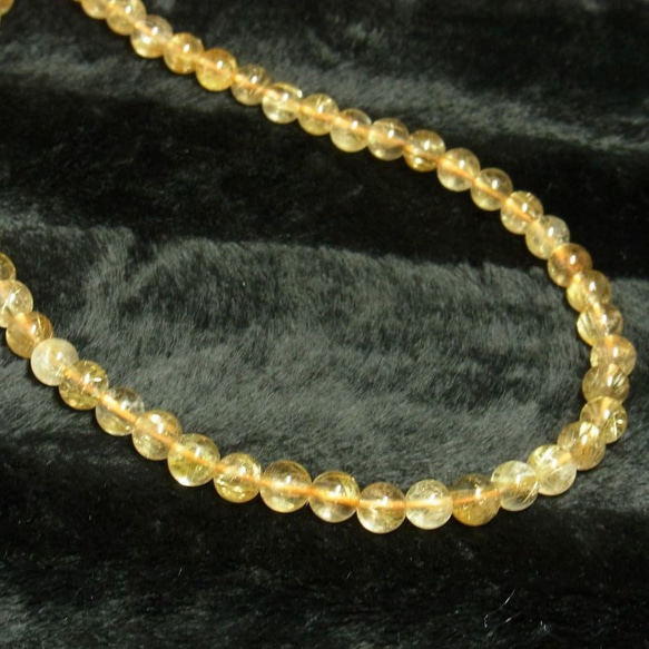 ゴールドルチル ネックレス 数珠タイプ 最強金運 パワーストーン ７ミリ ５６ｃｍ Rｎ２ 金針水晶 クォーツ 5枚目の画像