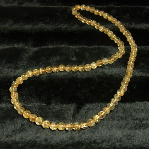 ゴールドルチル ネックレス 数珠タイプ 最強金運 パワーストーン ７ミリ ５６ｃｍ Rｎ２ 金針水晶 クォーツ 7枚目の画像
