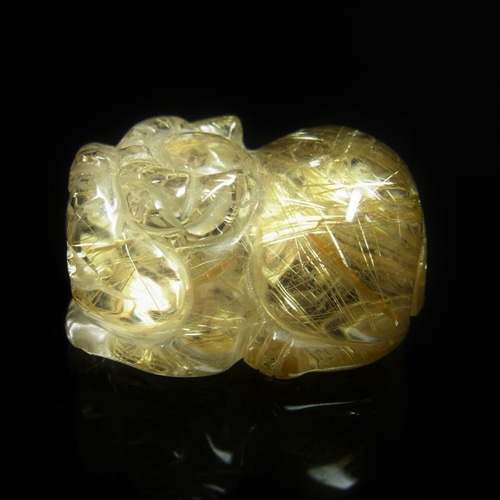 お勧め 蓄財のお守り 貯金 風水 ゴールドルチル クォーツ 貔貅