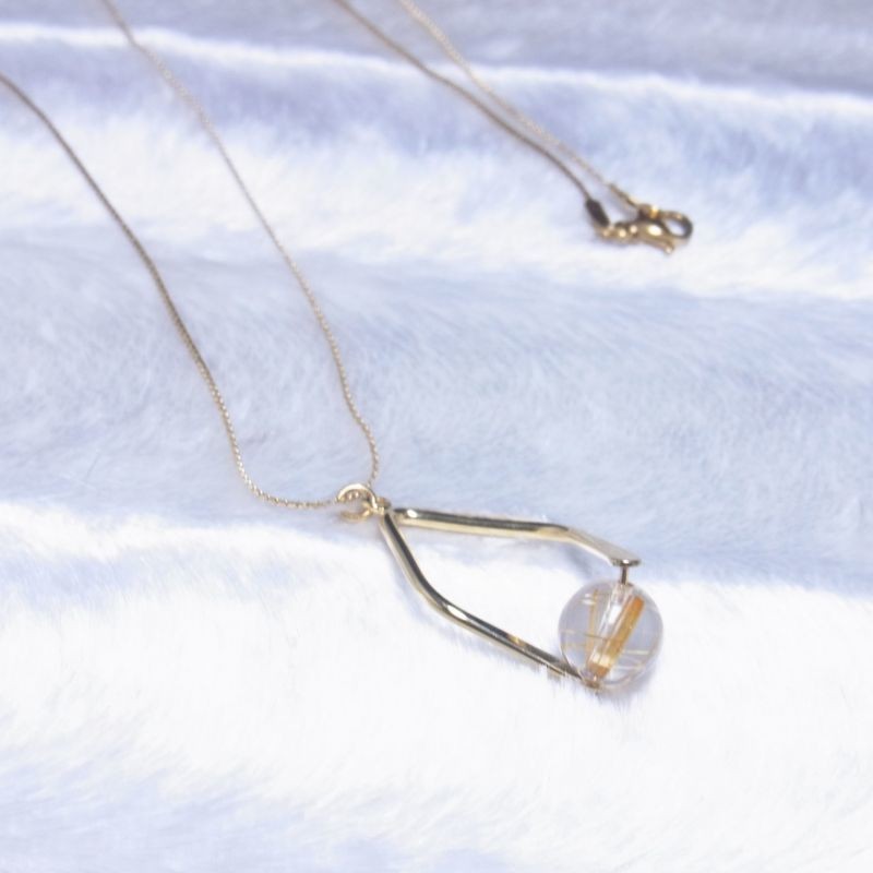 おすすめ ハンドメイド ゴールド タイチンルチル ネックレス ＨＰＲ２ ツイストバチカン スクエア ヘリンボーンチェーン