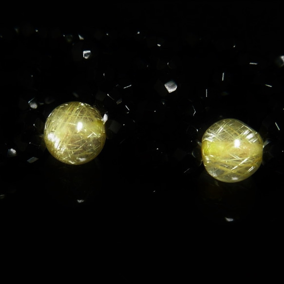 人気  ペアリング ゴールドルチル カットオニキス 2連 指輪 ８ミリ ４ミリ 高級天然石 プレゼント 4枚目の画像