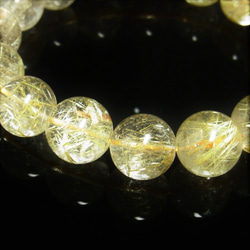 イチオシ 現品一点物 ゴールド ルチル ブレスレット レインボークォーツ 金針水晶 天然石 数珠 １４－１５ミリ 5枚目の画像