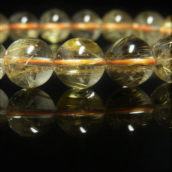 透明度抜群 現品一点物 ゴールドルチル ブレスレット 金針水晶 数珠 １０ミリ ３２ｇ ＳＧＲ２４ 最強金運 パワー 2枚目の画像
