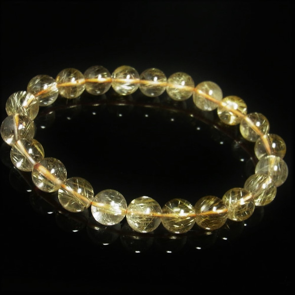 透明度抜群 現品一点物 ゴールドルチル ブレスレット 金針水晶 数珠 １０ミリ ３２ｇ ＳＧＲ２４ 最強金運 パワー 3枚目の画像