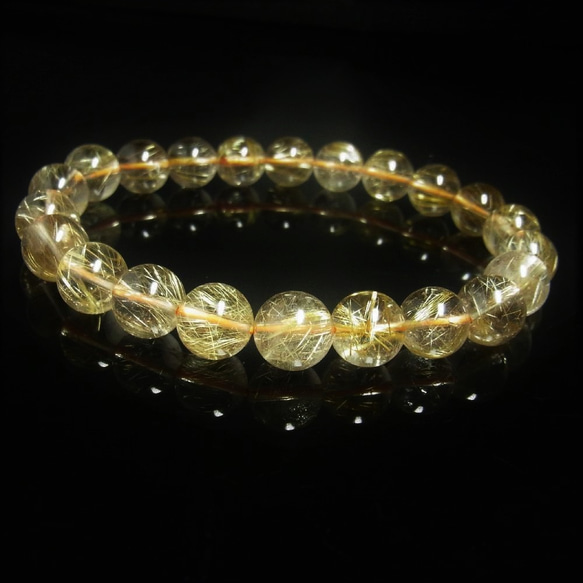 透明度抜群 現品一点物 ゴールドルチル ブレスレット 金針水晶 数珠 １０ミリ ３２ｇ ＳＧＲ２４ 最強金運 パワー 7枚目の画像