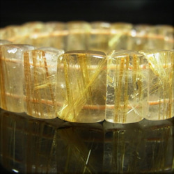 現品一点物 ゴールド タイチンルチル クォーツ バングル 金針水晶 数珠 ＴＢ２０ ４９ｇ 財を引き寄せる１４－１５ｍｍ 4枚目の画像