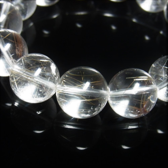 お試し価格 一点物 シルバールチル ブレスレット １４－１５ミリ ＯＳｉｒ３２ 銀針水晶 天然石 数珠 開運招来 9枚目の画像