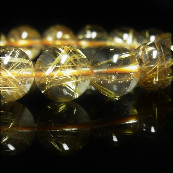 極上天然石 現品一点物 タイチンルチル ブレスレット 金針水晶 １２ミリ ４４ｇ ＧＴＲ１３ 最強金運パワーストーン 7枚目の画像