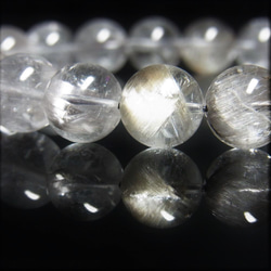 お勧め 現品一点物 プラチナルチル ブレスレット 白金水晶 数珠 １０ミリ ２９ｇ ＧＰｒ５ ブルッカイトインクォーツ 9枚目の画像