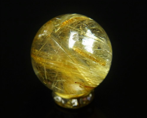 現品一点物 1粒売り ゴールドルチル クォーツ 虹入り金針水晶 14ミリ