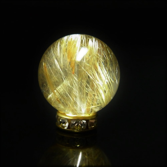 現品一点物 1粒売り ゴールドルチル クォーツ 虹入り金針水晶 １４ミリ ＳＰＲ６ ハンドメイド 天然石 パワーストーン 6枚目の画像