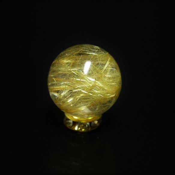 現品一点物 １粒売り ゴールドルチル クォーツ 金針水晶 １４ミリ ＳＰＲ１５ ハンドメイド 天然石 パワーストーン 2枚目の画像