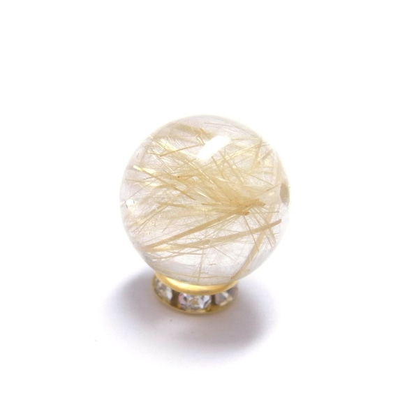 現品一点物 １粒売り ゴールドルチル クォーツ 金針水晶 １４ミリ ＳＰＲ１５ ハンドメイド 天然石 パワーストーン 5枚目の画像