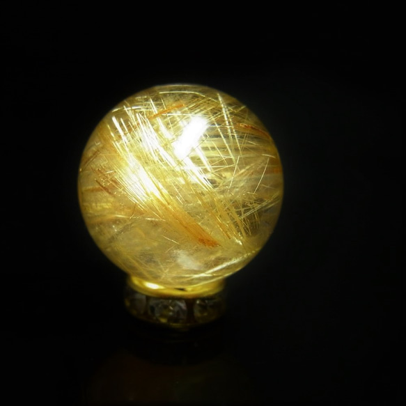 イチオシ 現品一点物 1粒売り レインボーゴールドルチル クォーツ 虹入り金針水晶 １４ミリ ＳＰＲ１１ ハンドメイド 2枚目の画像