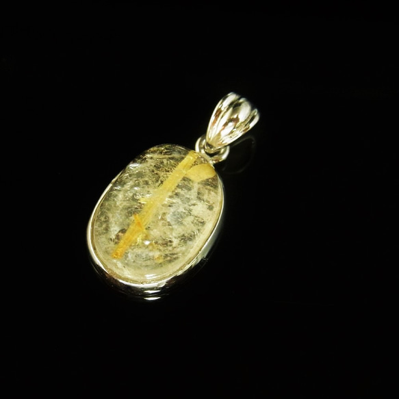 【存在感抜群】現品一点物 ゴールドタイチンルチル ペンダント ルース ＫＧＴ２１ 極太金針水晶 SV925 京海堂 4枚目の画像