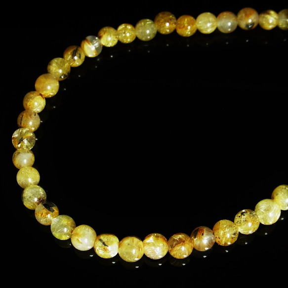 パワーストーン タイチンルチルのひきゅう 金色に輝くパワーストーン】金針水晶 タイチンルチル ネックレス 5ミリ