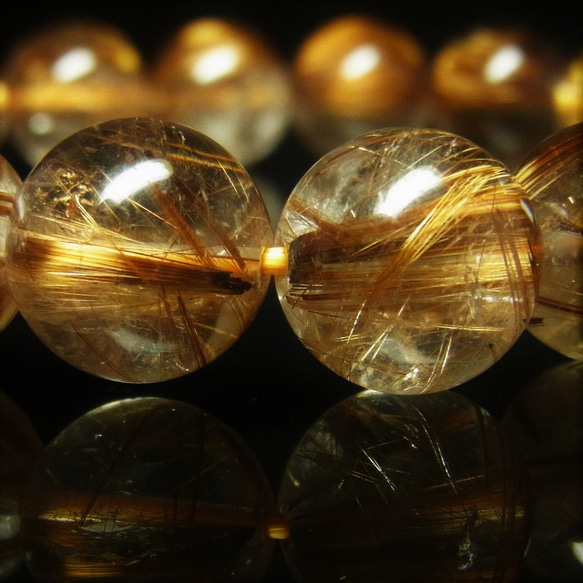 【写真現物】　タイガールチルクォーツブレスレット　金針水晶数珠　１２ミリ　４５ｇ　Ｔｉｒ２３　金運　タイガーアイ 3枚目の画像