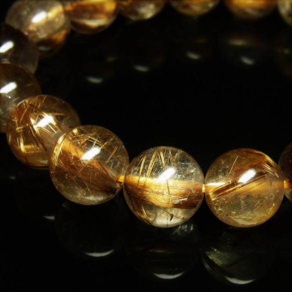 【写真現物】　タイガールチルクォーツブレスレット　金針水晶数珠　１２ミリ　４５ｇ　Ｔｉｒ２３　金運　タイガーアイ 4枚目の画像
