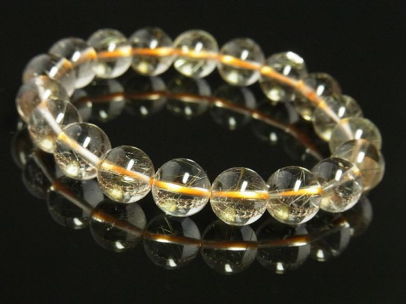 透き通るような透明感◎！ゴールドルチルクォーツブレスレット　金針水晶数珠　１０ｍｍ玉　２７ｇ　お試し現品価格　ＲＺ２８ 6枚目の画像