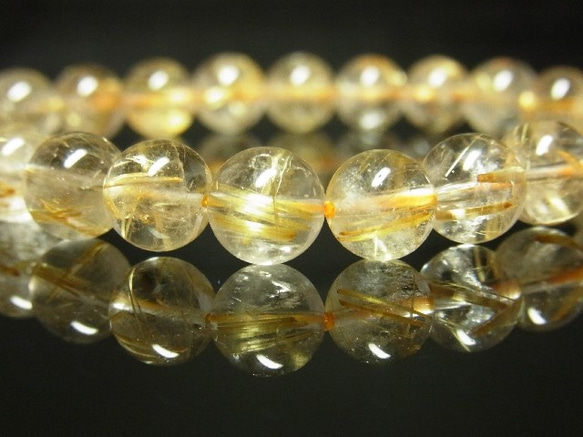 【現品一点物】　ゴールドルチルブレスレット　金針水晶数珠　８ミリ　ＲＫ１　開運招来　レディースメンズ　パワーストーン 1枚目の画像