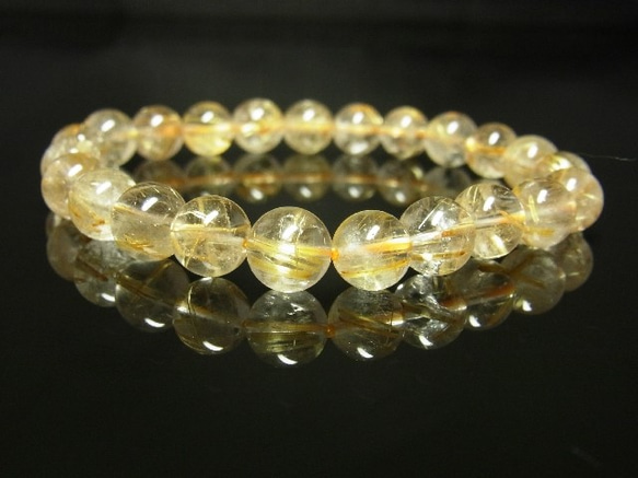 【現品一点物】　ゴールドルチルブレスレット　金針水晶数珠　８ミリ　ＲＫ１　開運招来　レディースメンズ　パワーストーン 2枚目の画像