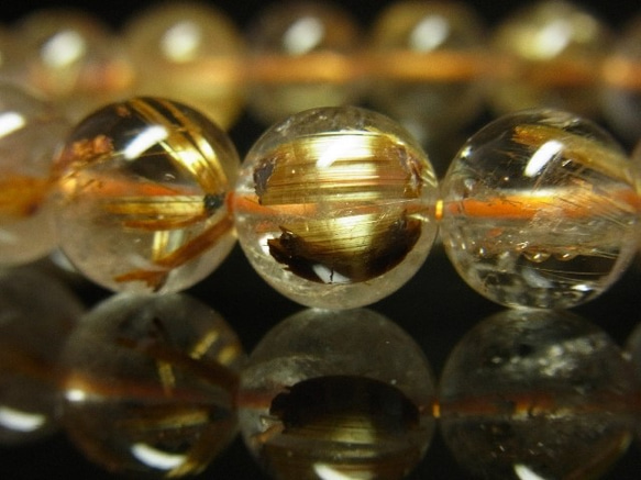 【現品一点物】　タイチンルチルブレスレット　金針水晶数珠　11-12ミリ　ＲＫ６　開運天然石招来　金運アップパワー 1枚目の画像