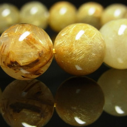 現品一点物　ゴールドルチルブレスレット　金針水晶天然石数珠　13-14ミリ　ＲＫ１１　開運招来　レディースメンズ　パワー 3枚目の画像